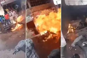 10 people injured in explosion on motorcycle