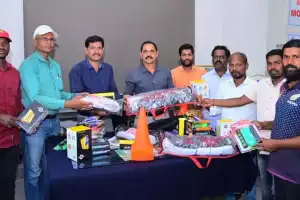Collectorate AO Chandrasekhar distributes sports equipment for summer sports training camps