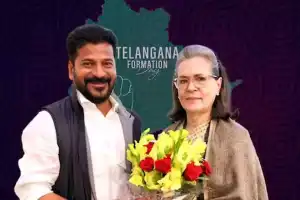 Revanth extends invitation to Sonia for Telangana State Formation Day.
