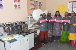 Self-Help Group of 4 Women, Backed by Amazon, Produces 1200 Biodegradable Sanitary Napkins per Hour in Hyderabad Facility