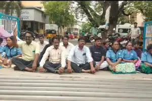 CITU Outsourced Contract Workers Strike at Hospital in Bhadrachalam Area