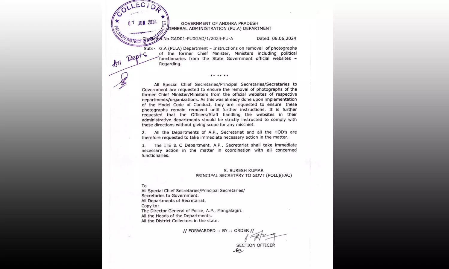 Former CM and ministers’ photos to be removed from AP Govt’s official websites