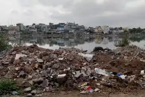 Golconda Lake in Hyderabad Shrinks due to Illegal Dumping of Debris
