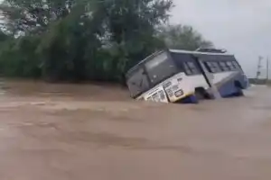 Nandyal hit by heavy rains, RTC bus trapped in floodwaters