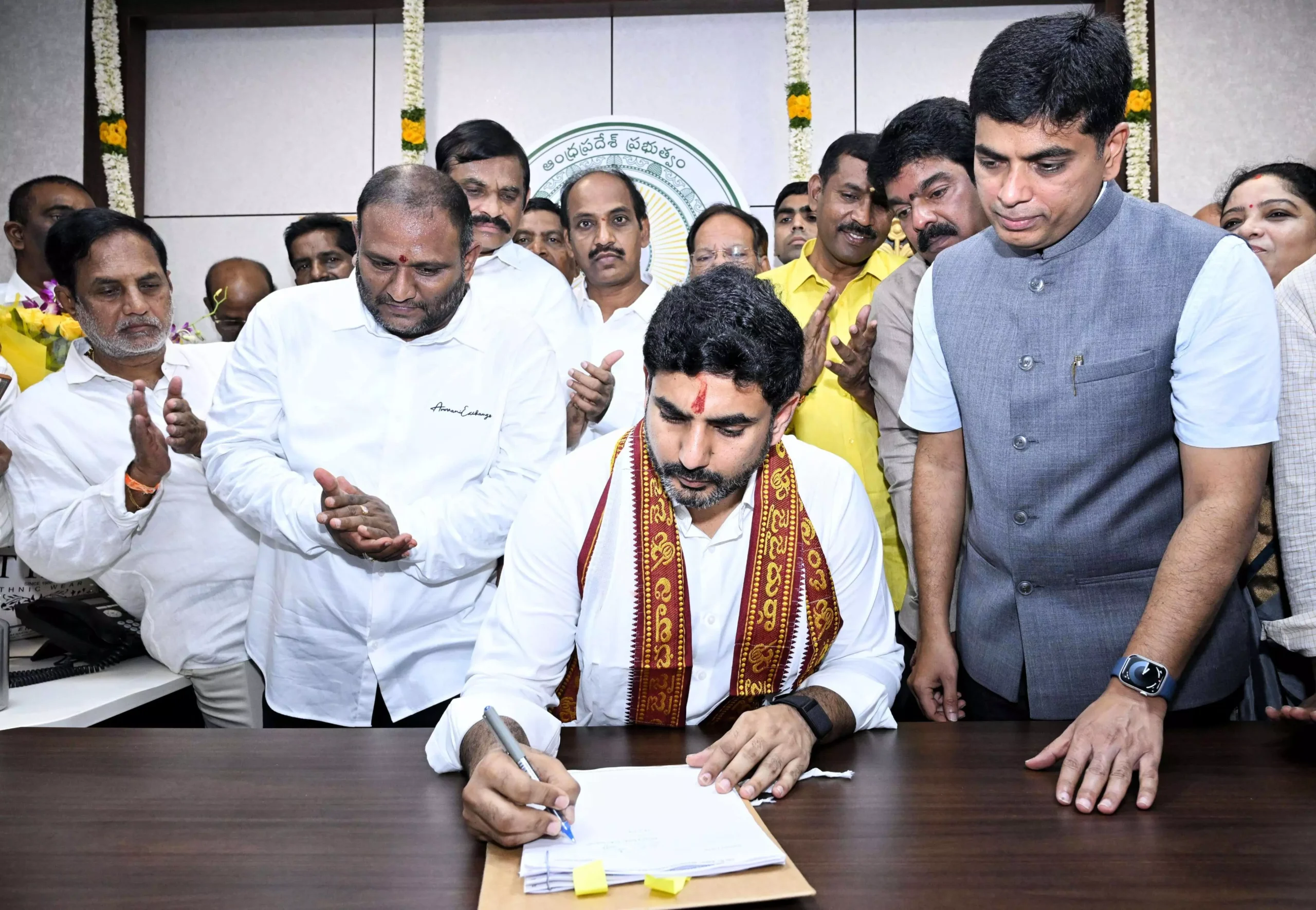 Nara Lokesh assumes role as Minister, authorizes large DSC file to fill 16,347 positions