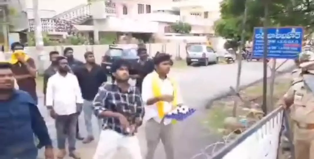 Police presence intensified around Devineni Avinash’s residence amidst escalating tensions in Andhra Pradesh.