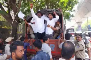 Protest by unemployed young people outside TGPSC office