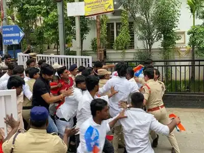 Students attempt to surround Kishan Reddy’s house in NEET scam protest.
