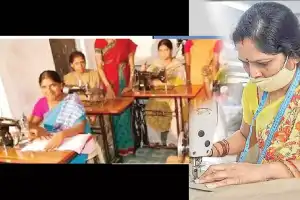 Women from Self-Help Groups racing against the clock to sew school uniforms for children