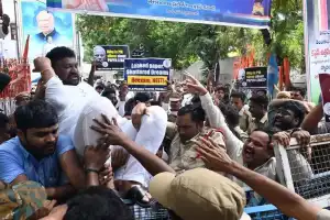 Youth Congress workers protest at BJP office, call for NEET cancellation