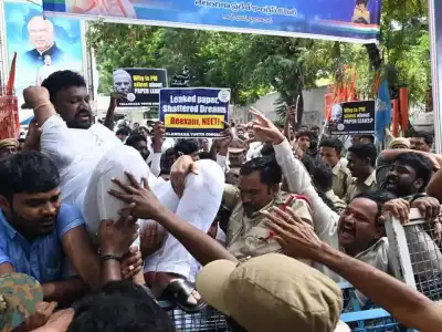 Youth Congress workers protest at BJP office, call for NEET cancellation
