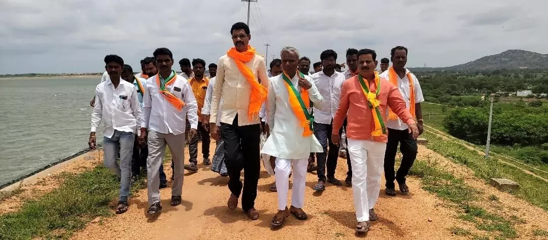 BJP Leaders Inspect Ryalampad Reservoir, Demand Completion of Pending Works