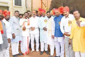 Minister of State for Home Affairs Bandi Sanjay Presents Gold Bonam to Deity