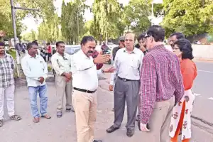 Officials from the Municipal Administration and Urban Development Department inspect monsoon readiness projects