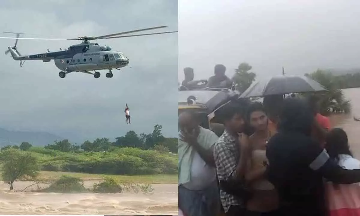 Rescue operation saves 41 people stranded in Peddavagu floodwaters