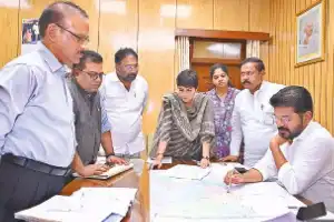 Revanth Engages in Discussions on Vikarabad-Krishna Railway Line