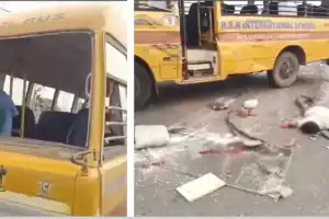 School bus overturns in Nellore, resulting in the death of a cleaner and injuries to multiple students