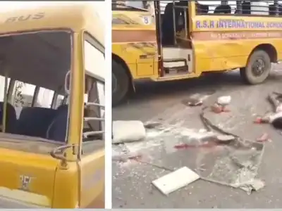 School bus overturns in Nellore, resulting in the death of a cleaner and injuries to multiple students