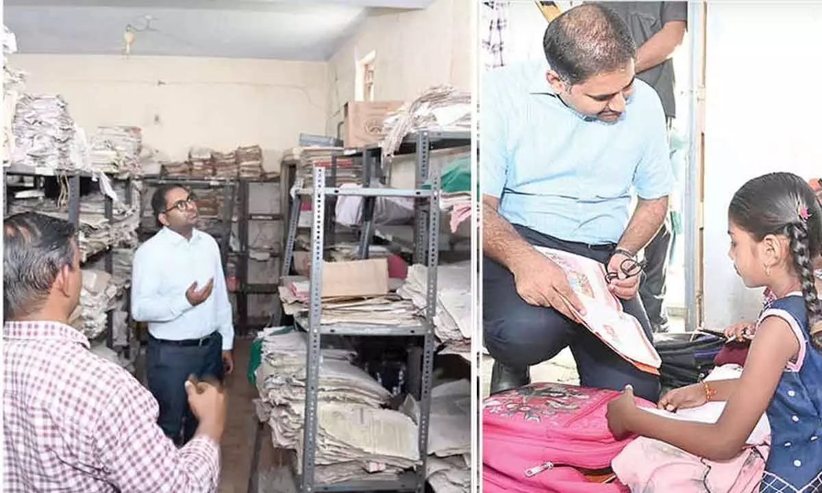 Sriharsha, the collector, conducts surprise inspections to ensure efficient administration