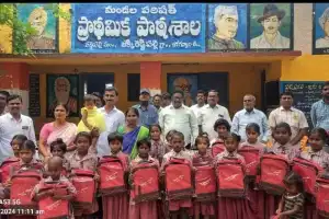 Teacher Donates School Bags on Daughter Srinitha’s Birthday