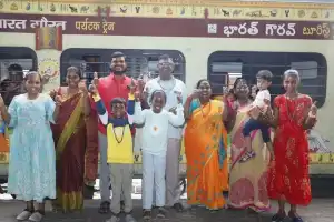 The Bharat Gaurav Yatra train departs from Secunderabad railway station