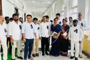 BRS MLAs Arrive at Assembly Wearing Black Badges to Protest CM’s Comments