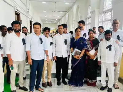 BRS MLAs Arrive at Assembly Wearing Black Badges to Protest CM’s Comments