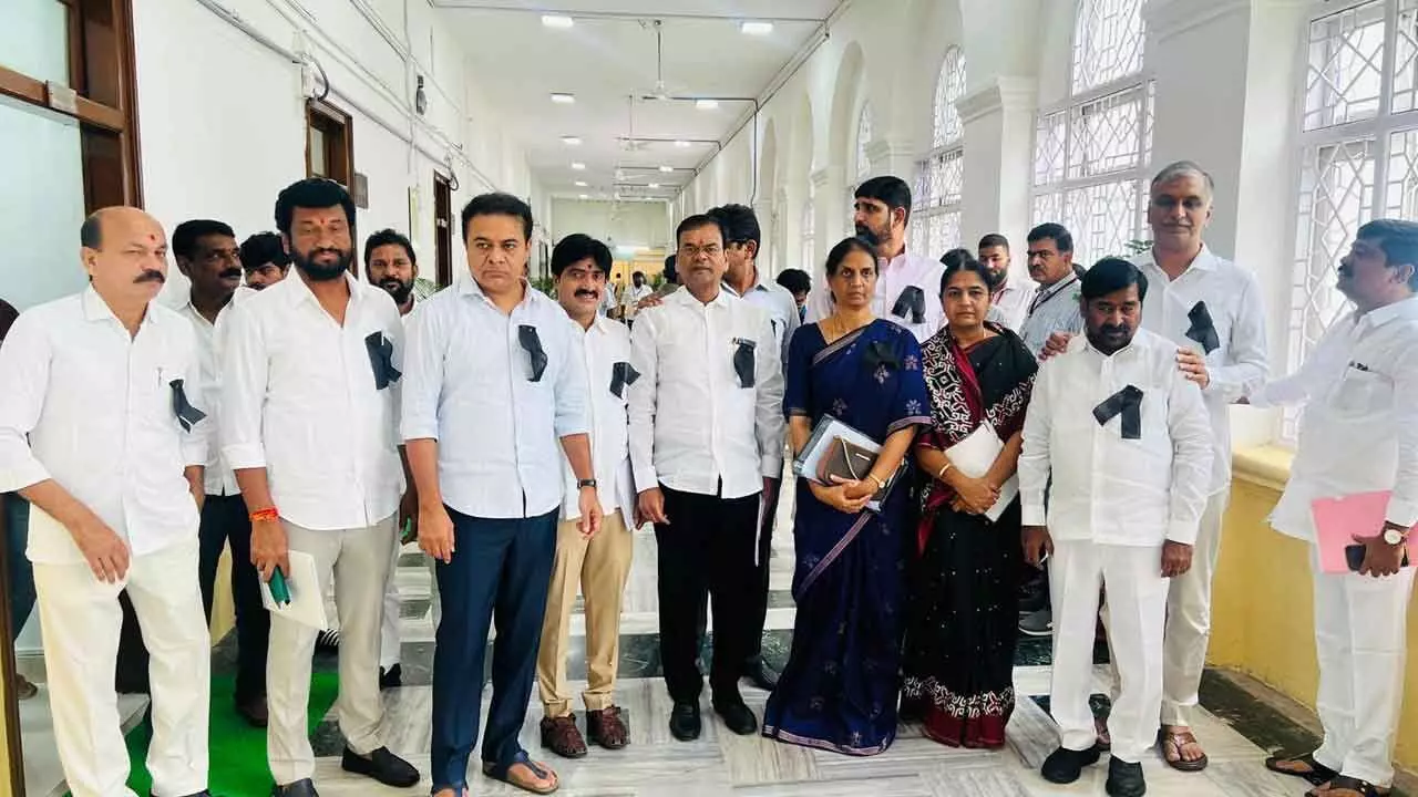 BRS MLAs Arrive at Assembly Wearing Black Badges to Protest CM’s Comments