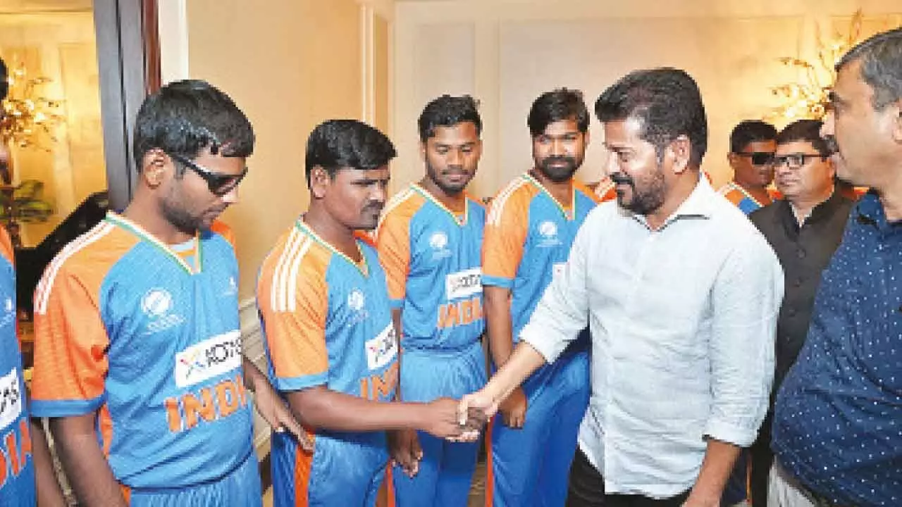 Chief Minister Revanth Meets Indian Blind Cricket Team in New York