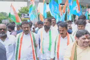 Congress Leaders Stage Protest at ED Office, Demand Accountability for National Wealth