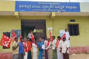 CPM Stages Protest in Dharur Mandal Advocating for Farmers’ Rights