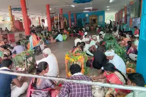 Devotees Perform Satyanarayana Swami Vratams at Palem Venkateswara Swamy Temple
