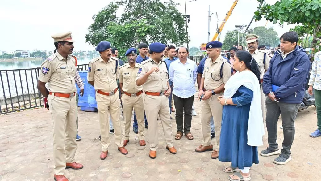 Rachakonda CP Sudhir Babu Reviews Ganesh Immersion Preparations at Sarur Nagar Pond