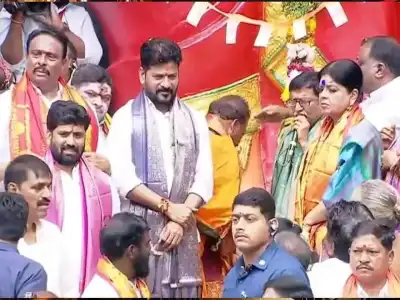Telangana CM Revanth Reddy Attends Inaugural Pooja for Khairatabad Ganesh Chaturthi Festival