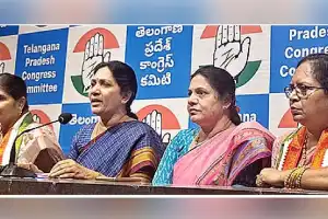 Women Congress Leaders Display Footwear in Protest Against Kaushik Reddy