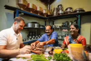 Rahul Gandhi has lunch with Dalit family in Maharashtra