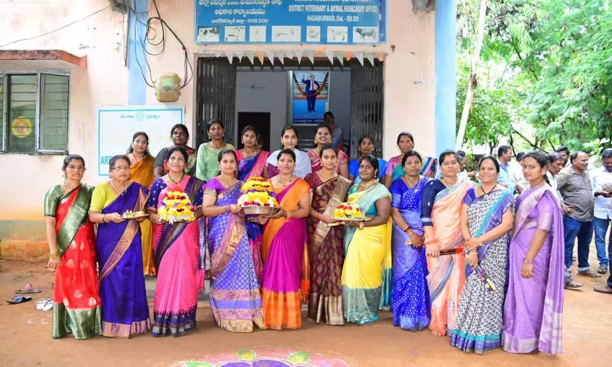 Bathukamma Festival Celebrated at the Animal Husbandry Department Office