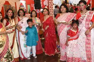 Bengali Community Farewells Durga with Traditional ‘Sindur Khela’ Celebration