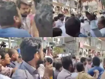 BRS and Congress Supporters Clash at Telangana Bhavan