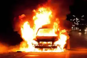 Car Catches Fire Near Shamshabad Airport; All Passengers Safely Evacuate