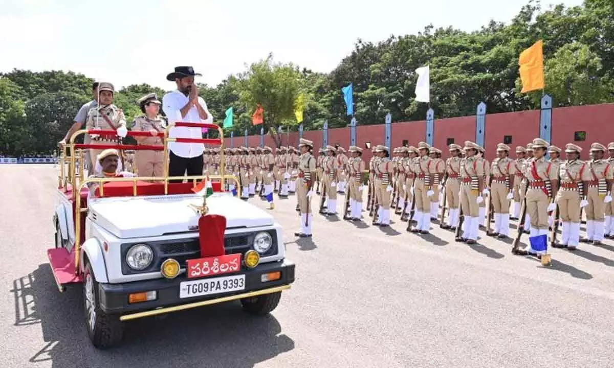 CM Revanth Reddy Pays Tribute to Fallen Heroes at Goshamahal Police Flag Day Parade