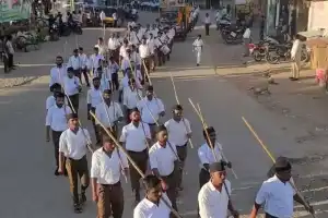 Massive Rally in Padh Sanchalan Marks 100th Anniversary of RSS in Jogulamba Gadwal District