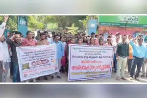 Protest Held Outside Collectorate Demanding Fee Reimbursement Release