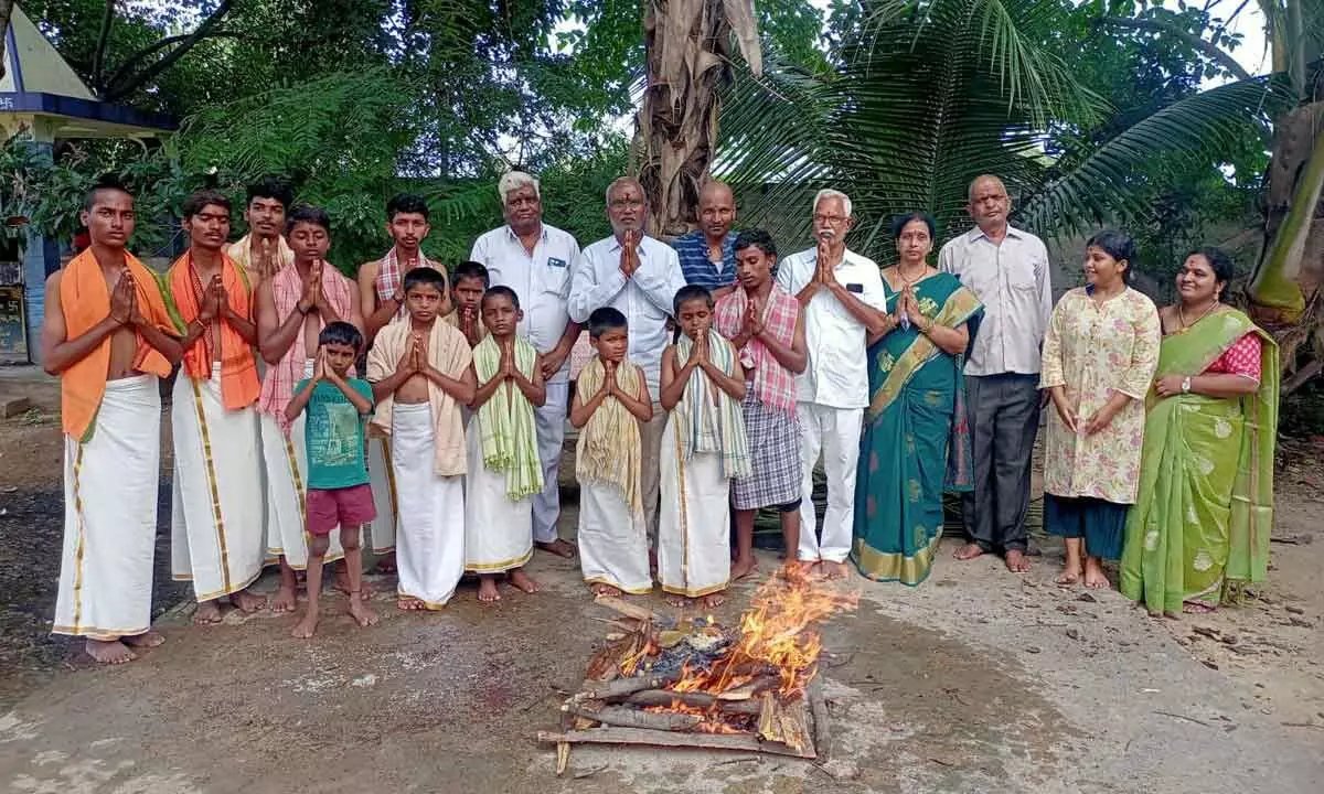 Traditional Gayatri Homa Performed on Mahalaya Amavasya