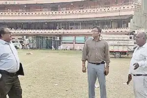 Officials Review Preparations for ‘Praja Palana Vijayotsavam’ at LB Stadium