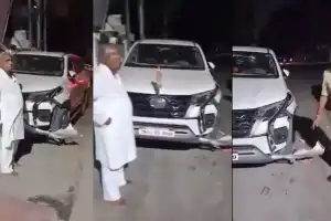 Unknown Vehicle Crashes into VH’s Car in Hyderabad