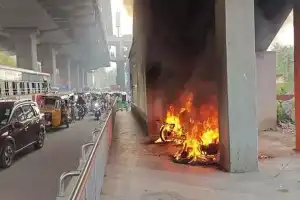 Bikes catch fire at Malakpet Metro Station parking