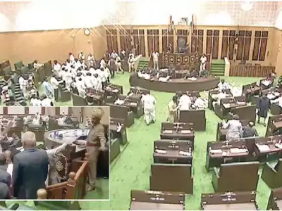 BRS MLAs toss papers at Speaker and Minister