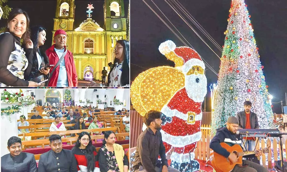 Church bells ring as the city shines with festive cheer