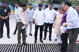 CM Revanth reviews rainwater sump construction at Lake View guest house